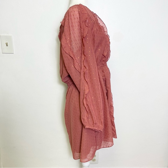 Lauren Conrad Cascading Ruffle Dress Raglan Sleeves Boatneck Midi Without Belt - Picture 12 of 15